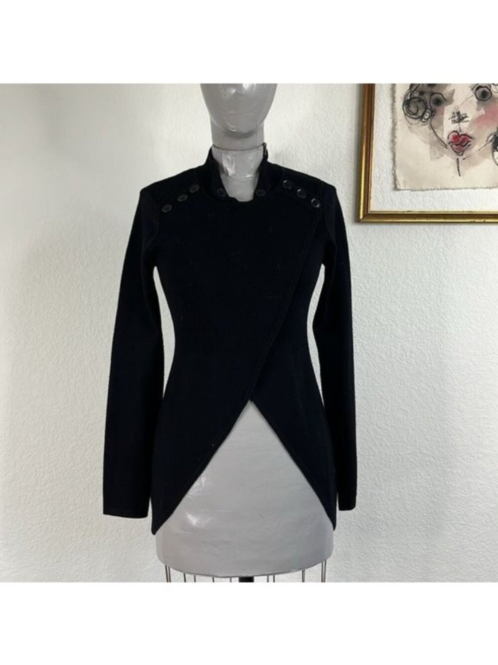 Karen Millen AW16 Wool Equestrian Hi Lo Riding Shoulder Button Jacket Sweater